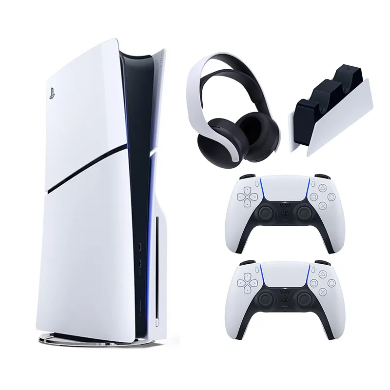 باندل کنسول بازی Playstation 5 Slim نسخه استاندارد + هدست pulse 3d white + شارژر اورجینال ps5 + دسته Dualsense white