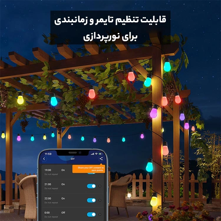 ریسه هوشمند 15 متری گووی Govee RGBIC S14 Bulb String Lights - Thumbnail 5