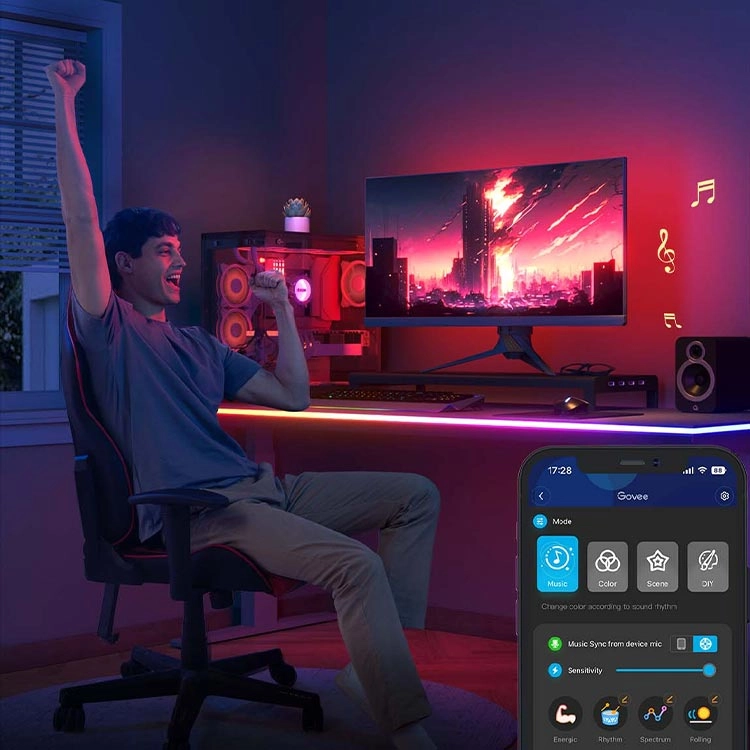 چراغ نئونی هوشمند 3 متری گووی Govee RGBIC LED Neon Rope Lights for Desks - Thumbnail 7