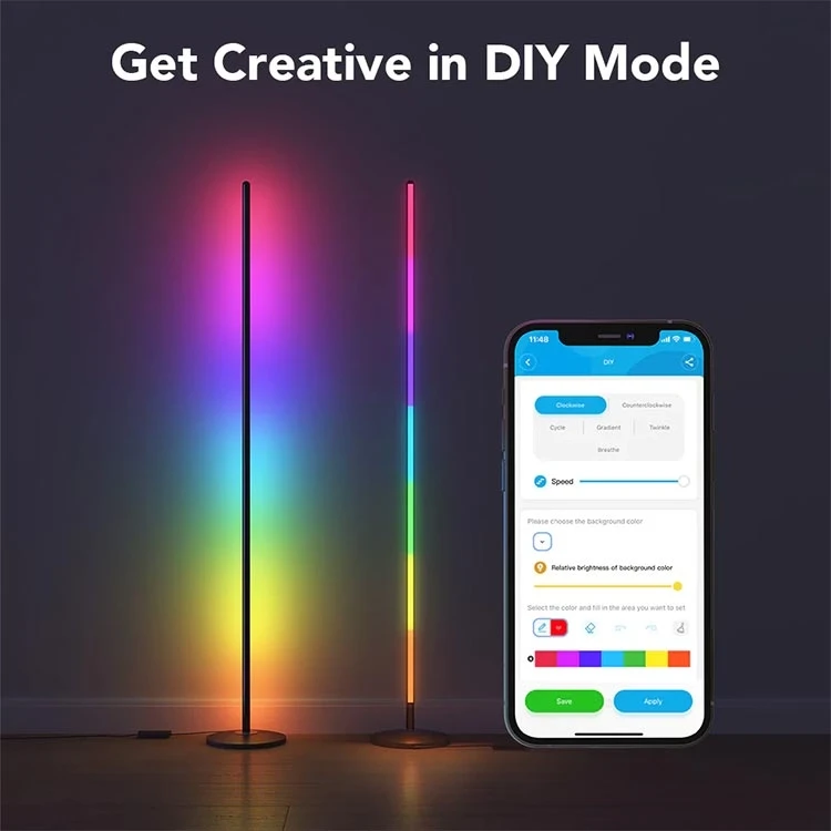 لامپ هوشمند گووی 140 سانتی متری Govee RGBICW Smart Corner Floor Lamp - Thumbnail 4